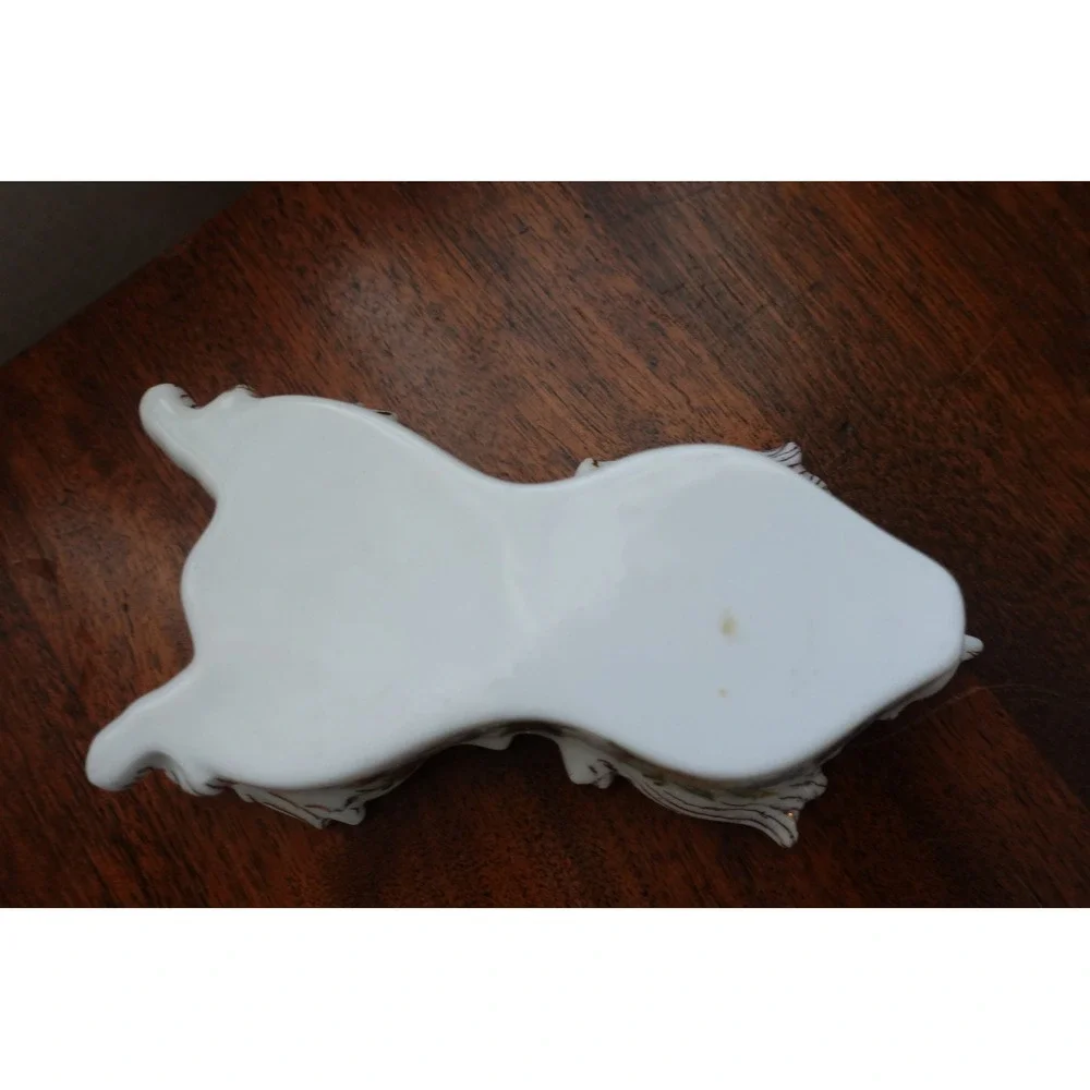 Antique Porcelain Victorian Inkwell white‎  gold accents colorful